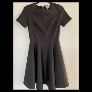 Black Ted Baker A-Line Dress with Subtle Snakeskin Print